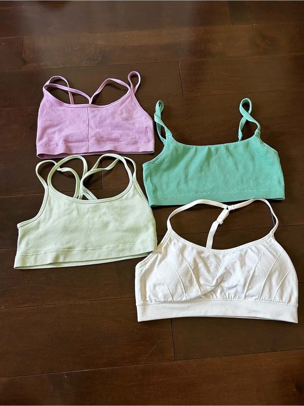 Forever 21 Ribbed & Cotton Bralette Set - Lilac, Mint, Seafoam, White